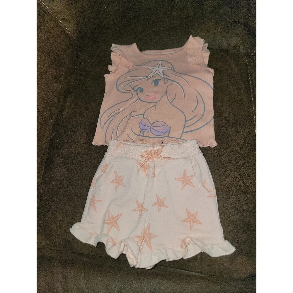 Disney the little mermaid outfit top shorts size 2t